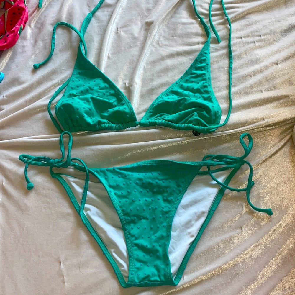 Triangle bathing suit top is Large